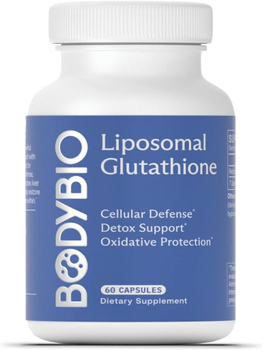 Bodybio Liposomal Glutathione | Body’s Most Powerful Antioxidant | Master Detoxification | Colon Cleanse| Optimal Cell Protection for Immune Defense | Enhanced Liposomal Absorption | 60 Capsules Nirvana Guru