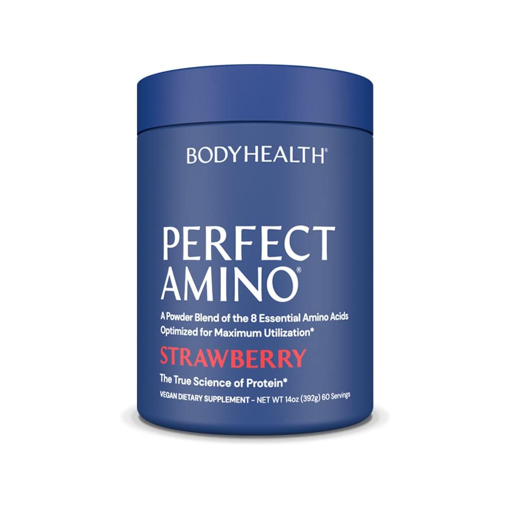 BodyHealth PerfectAmino Powder - BCAA and EAA Powder for Pre and Post Workout - Amino Acid Energy Drink for Men and Women to Support Lean Muscle and Recovery - Strawberry - 30 Servings Nirvana Guru