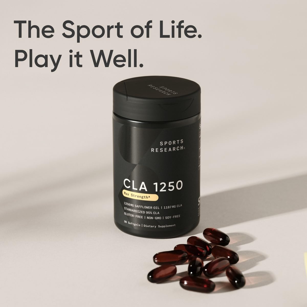 Sports Research CLA - 1250mg with Active Conjugated Linoleic Acid for Men and Women | Non-GMO, Soy & Gluten Free - 95% (180 Softgels)… - Nirvana Guru