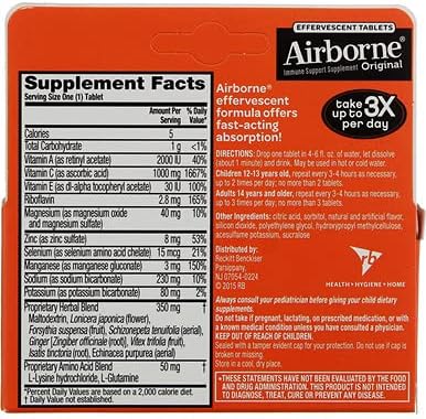 Airborne Effervescent Tablets Zesty Orange - 10 ct, Pack of 5 Nirvana Guru