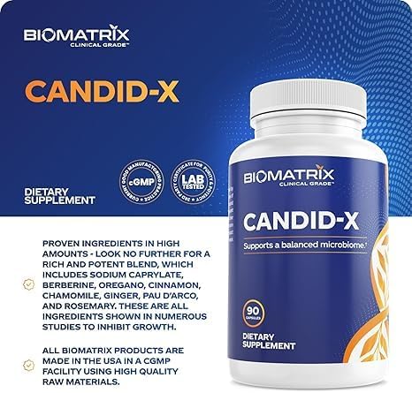 BioMatrix Candid-X Gut Cleanse with Berberine, Oregano, Sodium Caprylate, Chamomile, Ginger, PAU D'arco, Digestive Supplement for Men and Women | 90 Capsules Nirvana Guru