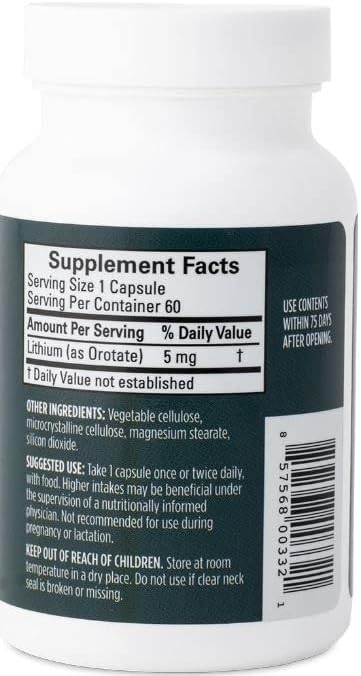 BRAINMD Dr Amen Lithium Orotate - 60 Capsules - Brain Support - Gluten Free - 60 Servings Nirvana Guru
