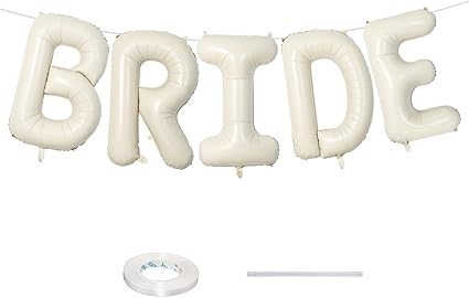 40 Inch Beige BRIDE Balloons Bachelorette for Bridal Shower, Cream White Sand Bride Mylar Foil Banner Letter Sign, Bridal Balloon Banner for Wedding Engagement Bride To Be Party Favors Decorations nirvanaguru