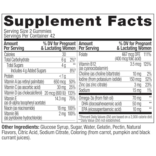 OLLY Prenatal Multivitamin Gummy, Supports Healthy Growth and Brain Development, Folic Acid, Vitamin D, Omega 3 DHA, Chewable Supplement, Citrus Berry Flavor, 30 Day Supply - 60 Count