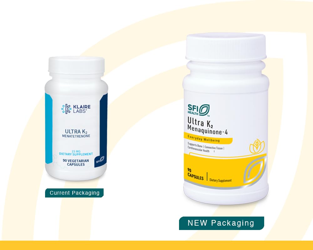 Klaire Labs Ultra K2 Menaquinone - 4 - Vitamin K2 Supplement with 15mg of Vitamin K2 MK4 per Capsule - Support Bone & Cardiovascular Health - Hypoallergenic & Vegan Vitamin K (90 Capsules) Nirvana Guru