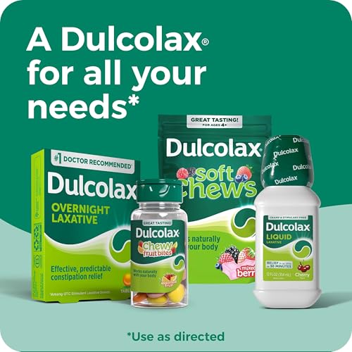 Dulcolax Stimulant Laxative Tablets, Predictable & Effective Constipation Relief, Relieves Straining & Bloating, Bisacodyl 5 mg, 100 Count