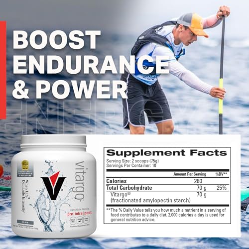 Vitargo Carbohydrate Powder, 2X Faster Absorbing, 4.4 LB Plain, Pre, Intra & Post, Sugar-Free Complex Carb Powder for Recovery, Endurance & Muscle Gain, Made in USA Nirvana Guru
