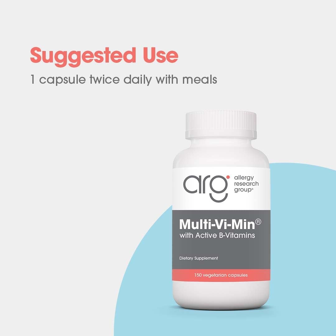 Allergy Research Group Multi-Vi-Min Supplement - Multivitamin for Men & Women, with Iron, Daily Vitamins, for Adults, High Potency, Bioavailable, Vegetarian Capsules - 150 Count Nirvana Guru