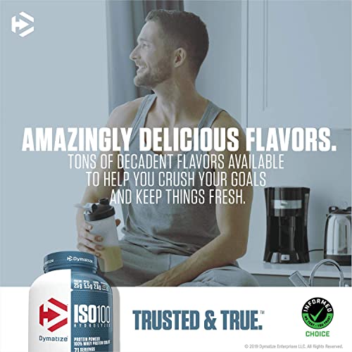 Dymatize ISO100 Whey Protein Powder Isolate, Gourmet Chocolate, 25g of Protein, 20 Servings, 5.5g BCAAs, Less Than 120 Cal., Gluten Free, 1g Fat, 1g Sugar, 2g Carb