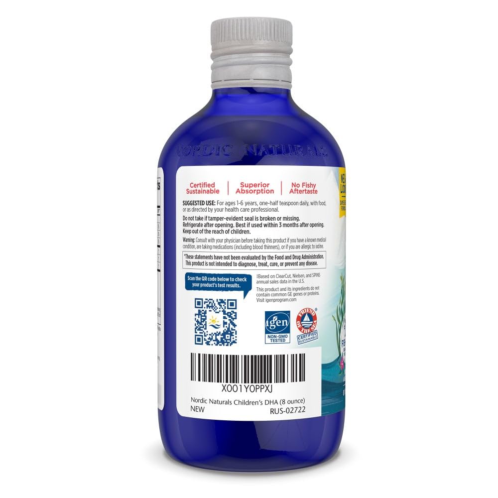 Nordic Naturals Children’s DHA, Strawberry - 16 oz for Kids - 530 mg Omega-3 with EPA & DHA - Brain Development & Function - Non-GMO - 192 Servings - Nirvana Guru