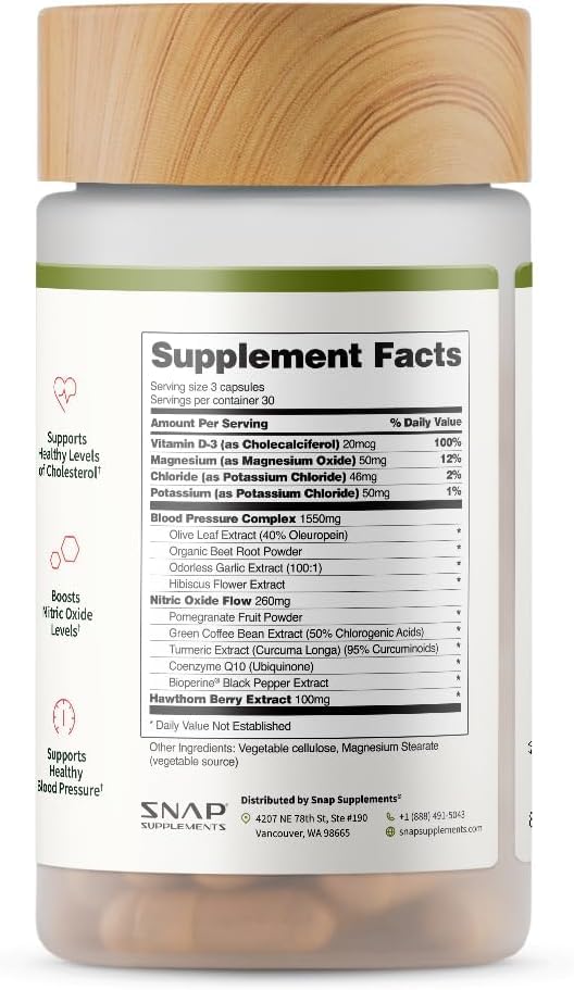 Snap Supplements Heart Health Supplements and Blood Circulation Supplements, 180 Capsules - Nirvana Guru