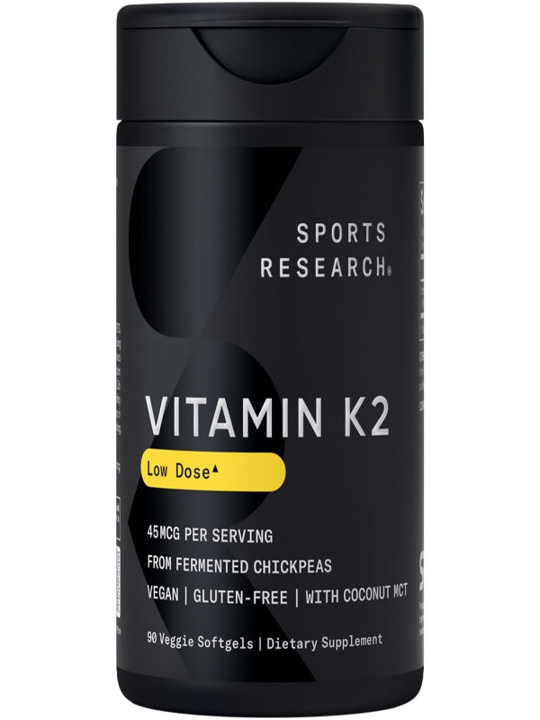 Sports Research Vitamin K2 as MK7 with Organic Coconut MCT Oil | Non-GMO Verified, Vegan Certified (60 Veggie-Softgels) - Nirvana Guru