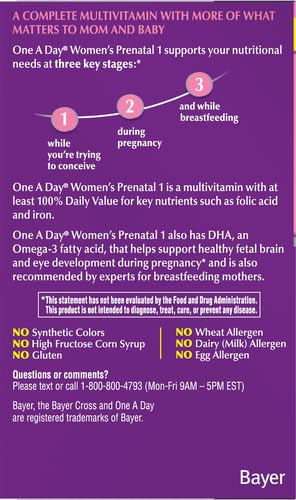 ONE A DAY Women's Prenatal 1 Multivitamin including Vitamins A, C, D, B6, B12, Iron, Omega-3 DHA & more - Supplement for Before, During, & Post Pregnancy, 30 Ct (Pack of 1)(Packaging May Vary) Nirvana Guru