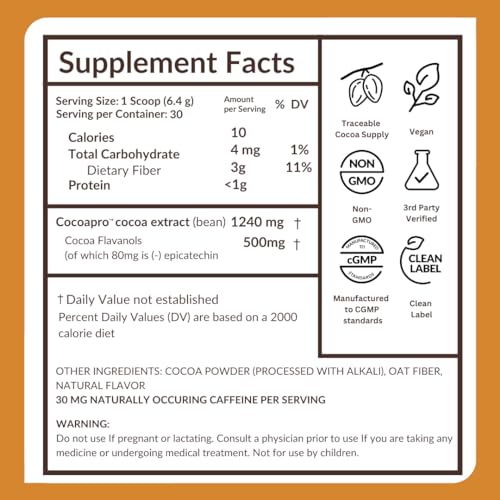 CocoaVia Cardio Health Cocoa Powder, 30 Servings, 500mg Cocoa Flavanols, Support Heart Health, Boost Nitric Oxide, Improve Circulation, Energy, Preworkout, Vegan, Dark Chocolate Cacao Nirvana Guru