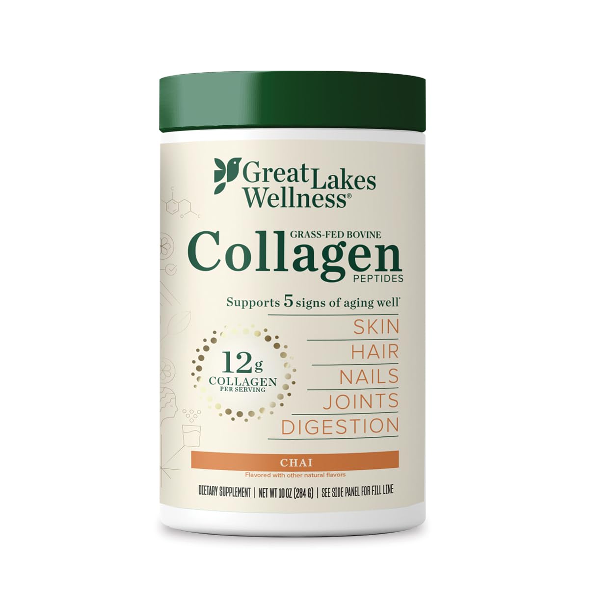Great Lakes Wellness Collagen Peptides Powder for Skin, Hair, Nails, Joints & Digestion - Unflavored - Quick Dissolve Hydrolyzed, Non-GMO, Keto, Kosher - 16oz