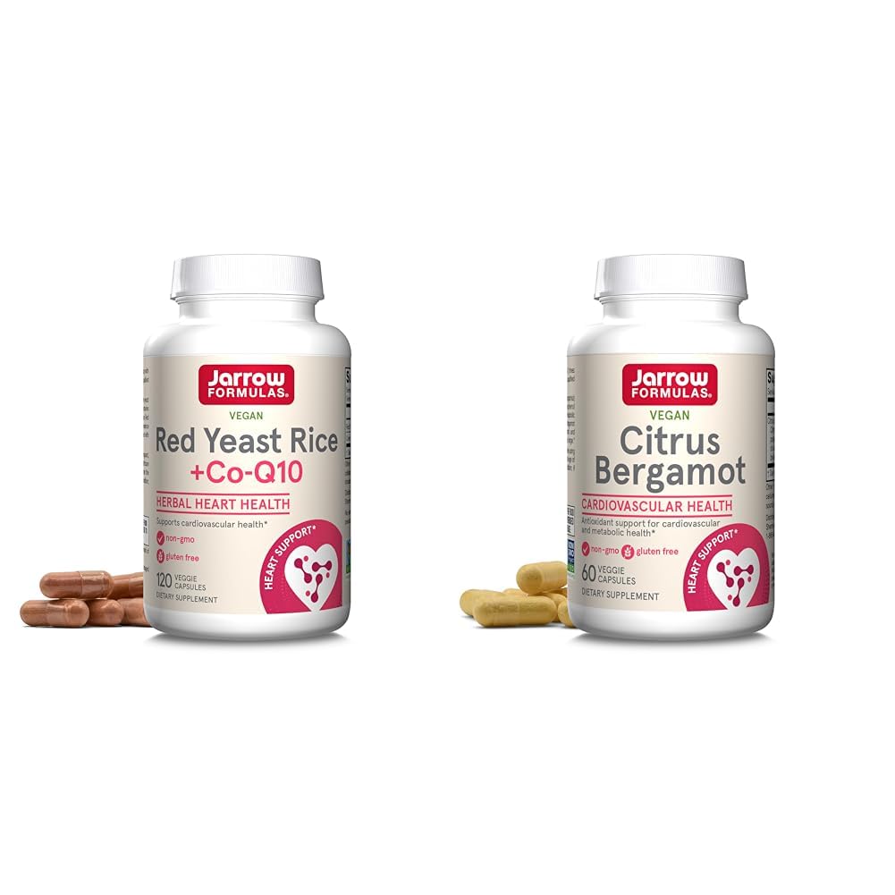 Jarrow Formulas Red Yeast Rice 1200 mg & Co-Q10 100 mg Per Serving - 120 Veggie Caps - 60 Servings - Herbal Heart Health Dietary Supplement - Supports Cardiovascular & Heart Health - Vegan - Nirvana Guru