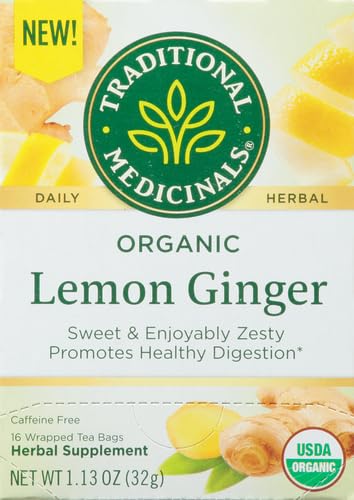 Traditional Medicinals Tea, Organic Ginger, Healthy Digestion, Pleasantly Spicy & Warming, 16 Tea Bags - Nirvana Guru