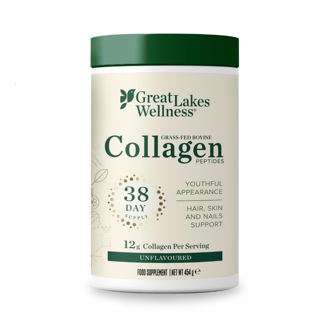 Great Lakes Wellness Collagen Peptides Powder for Skin, Hair, Nails, Joints & Digestion - Unflavored - Quick Dissolve Hydrolyzed, Non-GMO, Keto, Kosher - 16oz