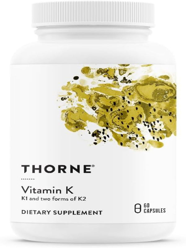THORNE Vitamin K (Formerly 3-K Complete) - Vitamins K1 and K2 (as MK-4 and MK-7) - Supports Strong Bones* - 60 Capsules - Nirvana Guru