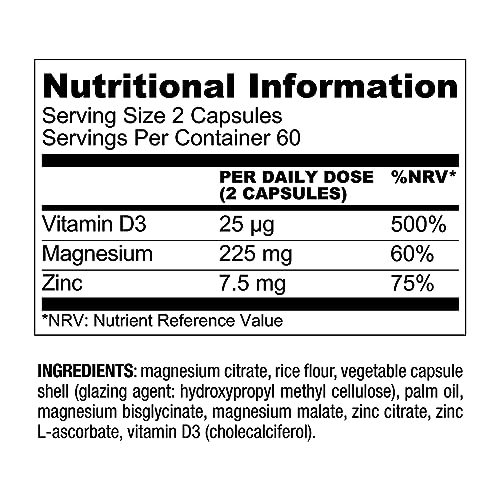 Live Conscious Magwell Magnesium Zinc & Vitamin D3 - Magnesium Glycinate, Malate, & Citrate - Triple Supplement for Women & Men - for Sleep, Bone, Heart, Immune Support - 120 Caps Nirvana Guru