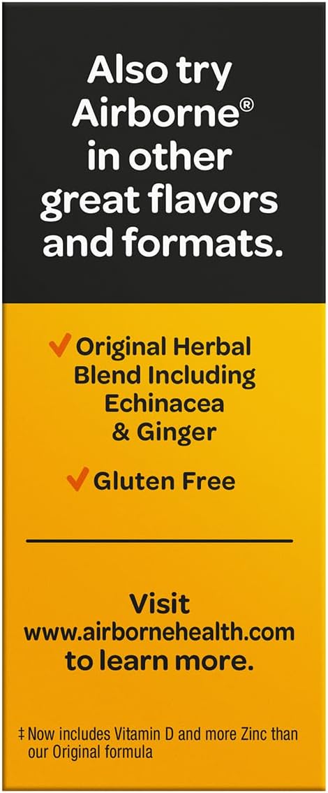 Airborne 1000mg Vitamin C + Zinc Sugar Free Multivitamin Immune Support Effervescent Fizzy Drink Tablets, Zesty Orange Flavor with Powerful Antioxidants Vitamins A C & E, 30 Tablets (2 Pack) Nirvana Guru