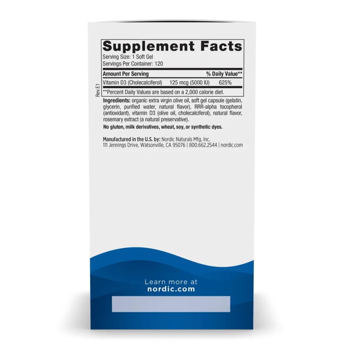 Nordic Naturals Vitamin D3 5000, Orange - 120 Mini Soft Gels - 5000 IU Vitamin D3 - Supports Healthy Bones, Mood & Immune System Function - Non-GMO - 120 Servings - Nirvana Guru