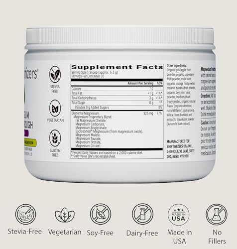 BIOptimizers Magnesium Breakthrough Drink - 8 Forms of Magnesium, Electrolytes, Sleep Health, Stress, Muscle Recovery, Heart Support | Glycinate, Citrate, Malate- Raspberry Lemon Nirvana Guru