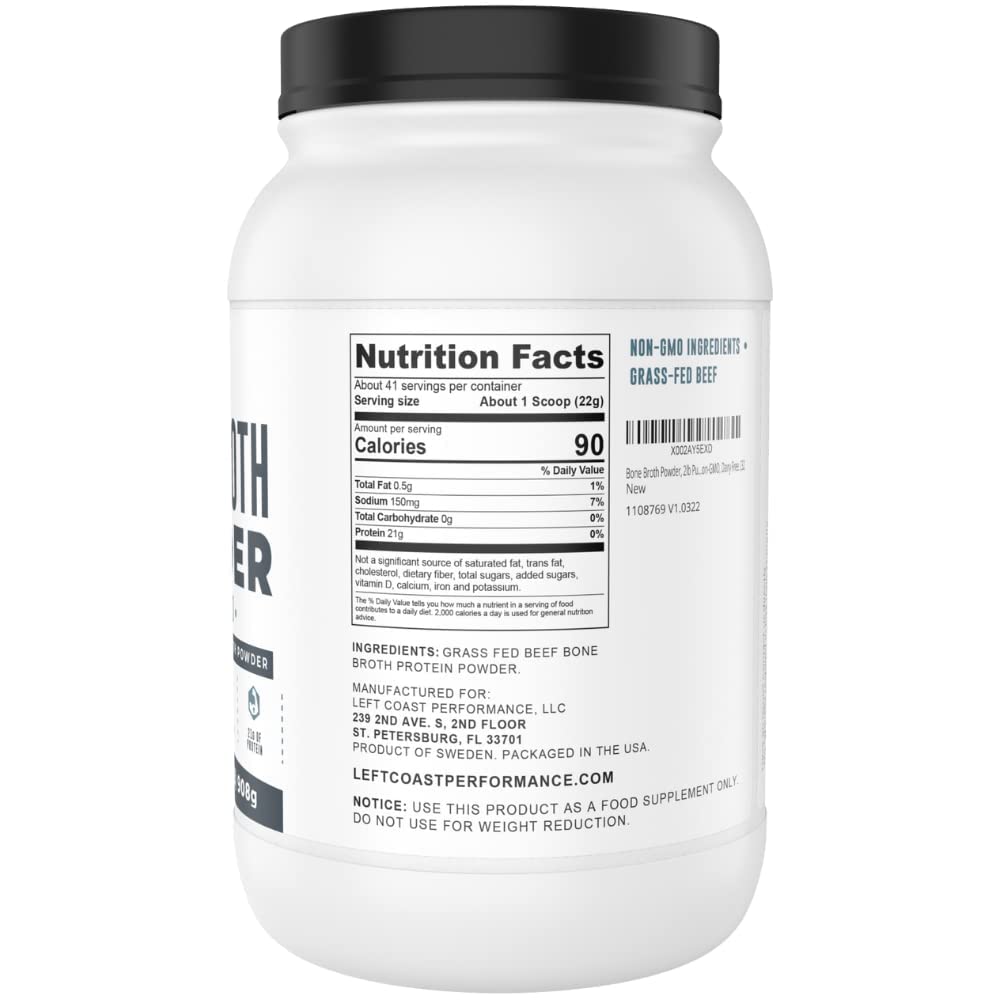 Bone Broth Protein Powder, Chocolate, Grass Fed 2lbs, 42 servings 16g protein, 13g Collagen. Low Carb, 2 net Carb, Dairy Free, Keto Friendly Bone Broth Protein Supplement with Collagen Types I & III - Nirvana Guru