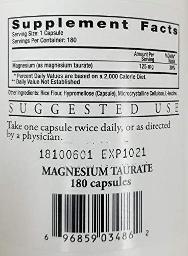Cardiovascular Research Ecological Formulas Magnesium Taurate Capsule, 125 mg, 180 Count (EFMGT180) - Nirvana Guru