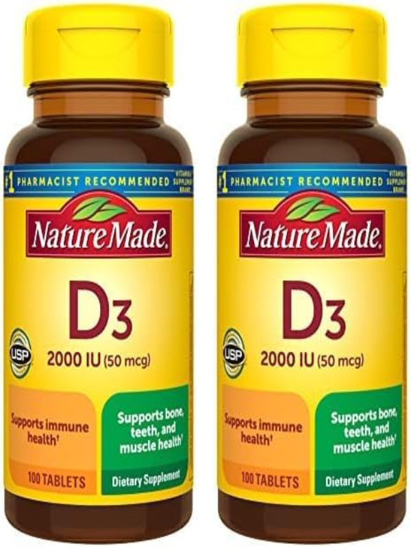 Nature Made Vitamin D3 2000 IU (50 mcg), Dietary Supplement for Bone, Teeth, Muscle and Immune Health Support, 400 Tablets, 400 Day Supply - Nirvana Guru