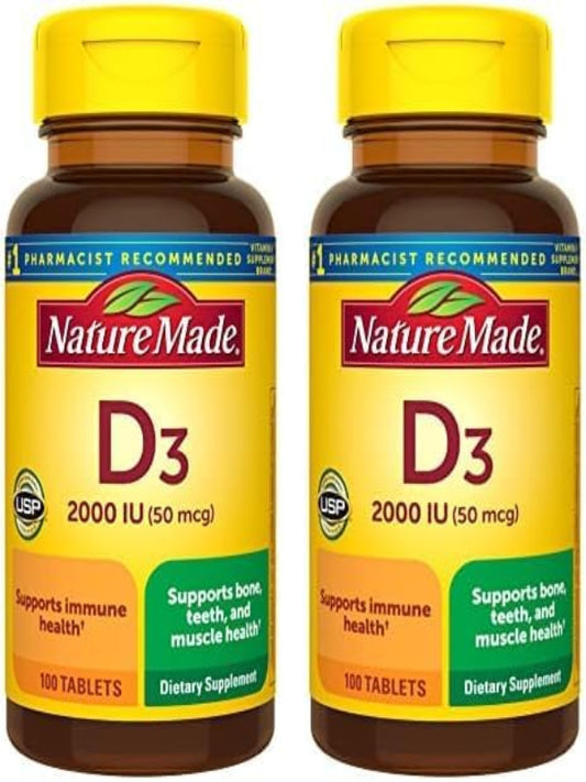 Nature Made Vitamin D3 2000 IU (50 mcg), Dietary Supplement for Bone, Teeth, Muscle and Immune Health Support, 400 Tablets, 400 Day Supply - Nirvana Guru