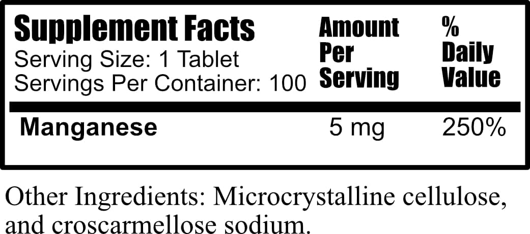 Daily Manufacturing Manganese Chelate (5 mg) 100 Tablets Nirvana Guru