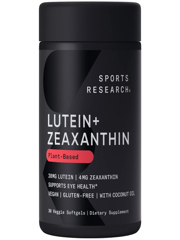Sports Research Vegan Lutein + Zeaxanthin (20mg) with Organic Coconut Oil for Better Absorption - Supports Vision & Eye Health - Vegan Certified & Non-GMO Verified (120 Softgels) - Nirvana Guru