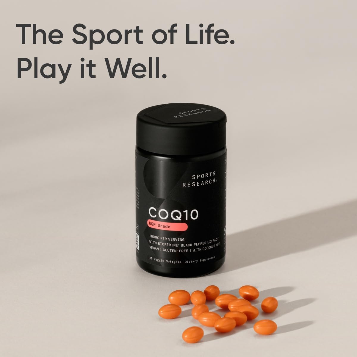 Sports Research CoQ10 200mg Capsules - Premium Coenzyme 10 Supplement with Coconut MCT Oil - Vegan Certified, Non-GMO Verified & Gluten Free - 90 Veggie Softgels - Nirvana Guru