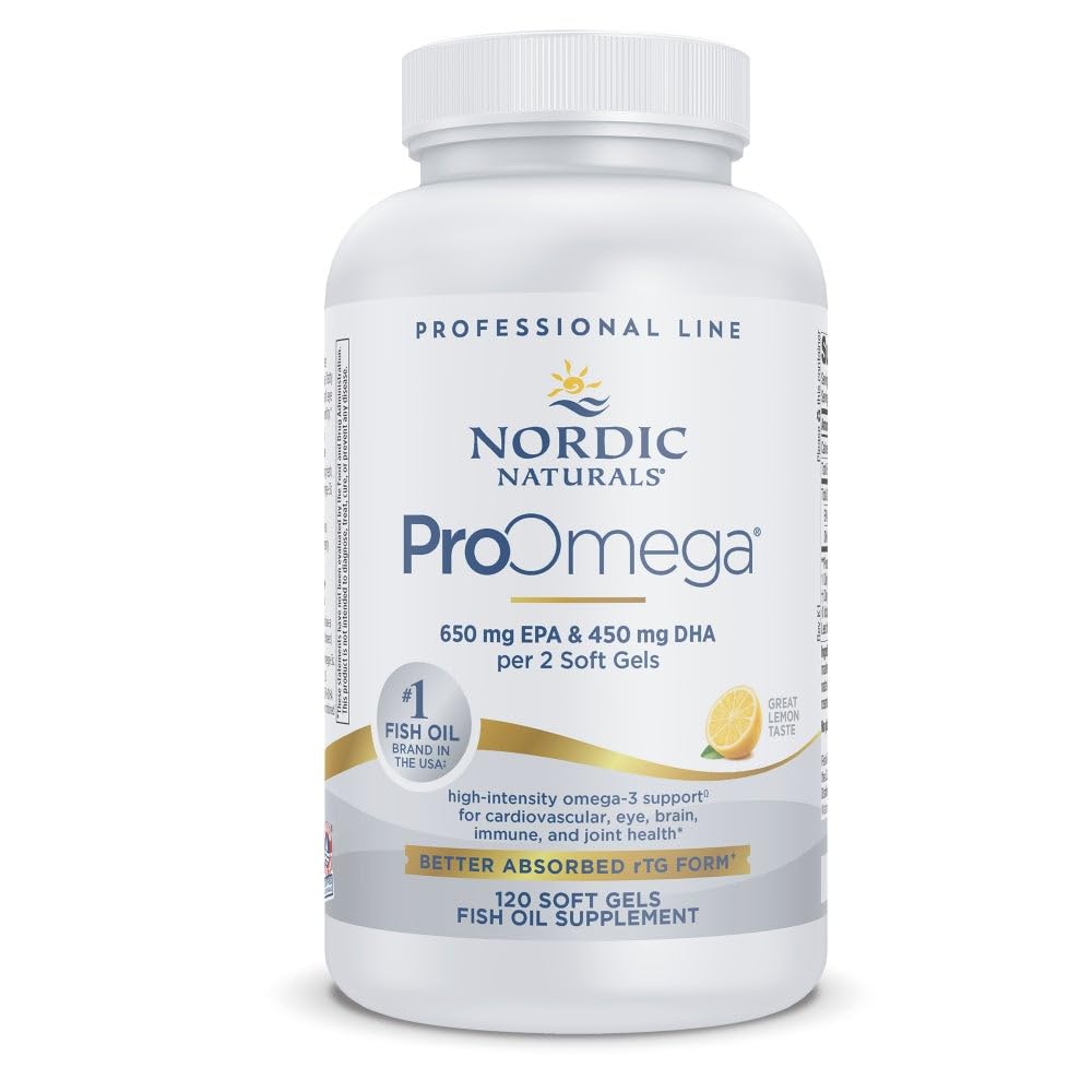 Nordic Naturals ProOmega, Lemon Flavor - 180 Soft Gels - 1280 mg Omega-3 - High-Potency Fish Oil with EPA & DHA - Promotes Brain, Eye, Heart, & Immune Health - Non-GMO - 90 Servings - Nirvana Guru