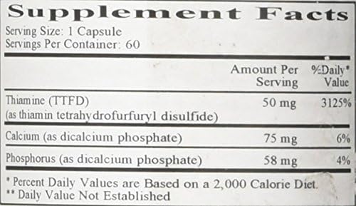 Ecological Formulas Allithiamine Vitamin B1 50 Mg, White, 60 Count - Nirvana Guru