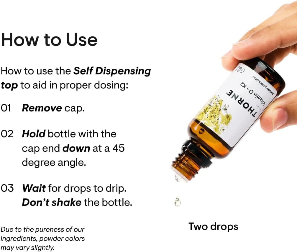 THORNE Vitamin D + K2 Liquid with a metered Dispenser - Vitamins D3 and K2 to Support Healthy Bones and Muscles* - 1 Fl Oz (30 ml) - 600 Servings - Nirvana Guru