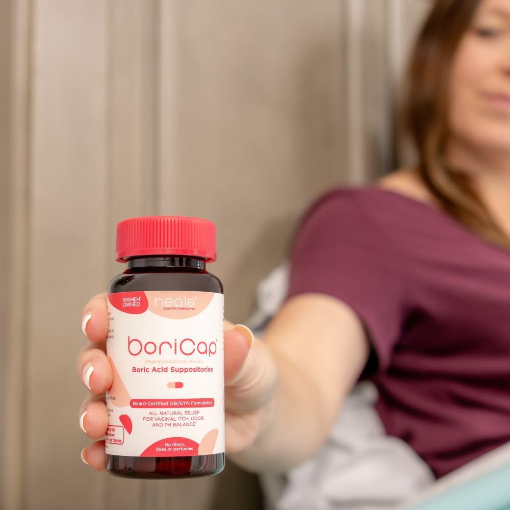 BoriCap - Boric Acid Suppositories for Women - 600 mg - Vaginal Health, Itch & Odor - Natural - Feminine Care - by Heale - Women Owned - Made in The USA - 90 Capsules