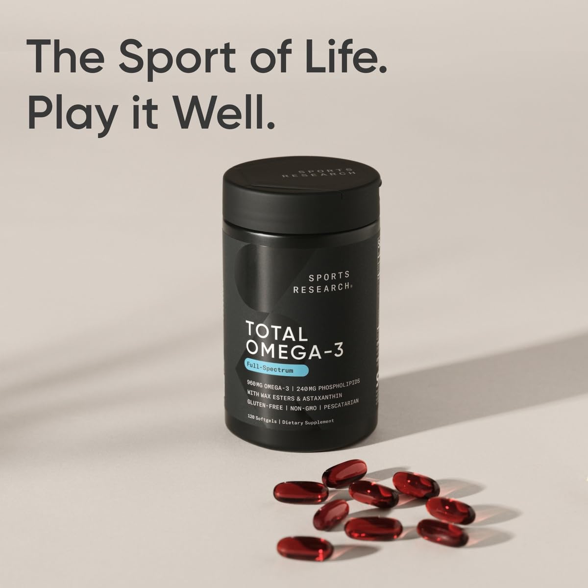 Sports Research Total Omega-3 Fish Oil from Wild Sockeye Salmon, Alaska Pollock, Antarctic Krill, Astaxanthin + Phospholipids & Wax Esters for Absorption | 960mg of EPA & DHA - Fresh Lemon Scent (120 - Nirvana Guru