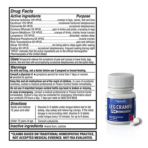 Hyland's Leg Cramp Tablets, Natural Relief of Calf, Leg and Foot Cramp, Quick Dissolving Tablets, 100 Count
