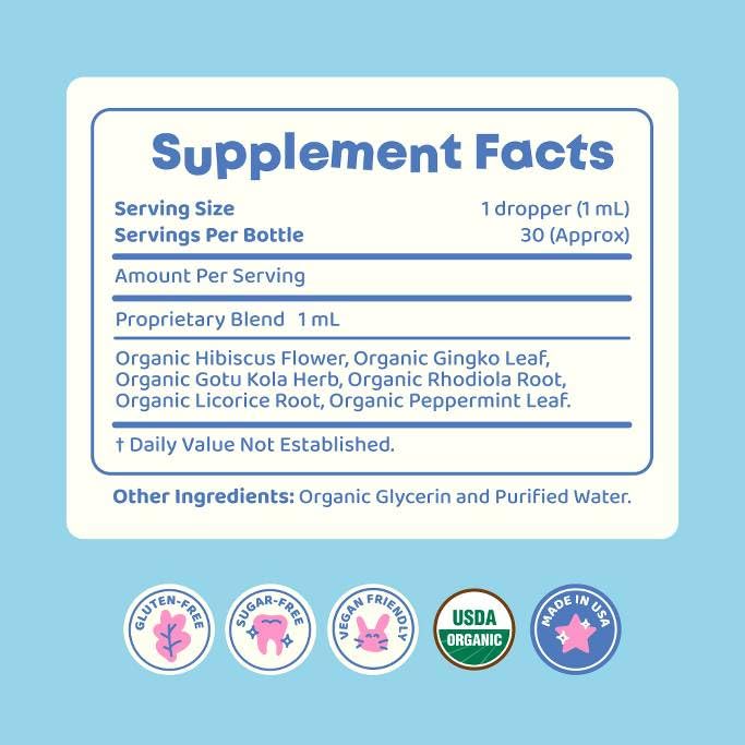 JoySpring Genius Drops for Kids | Clinically Proven Focus Supplement | Liquid Herbal Focus Supplement with Ginkgo Biloba for Kids (1 fl oz) 30 Servings Nirvana Guru