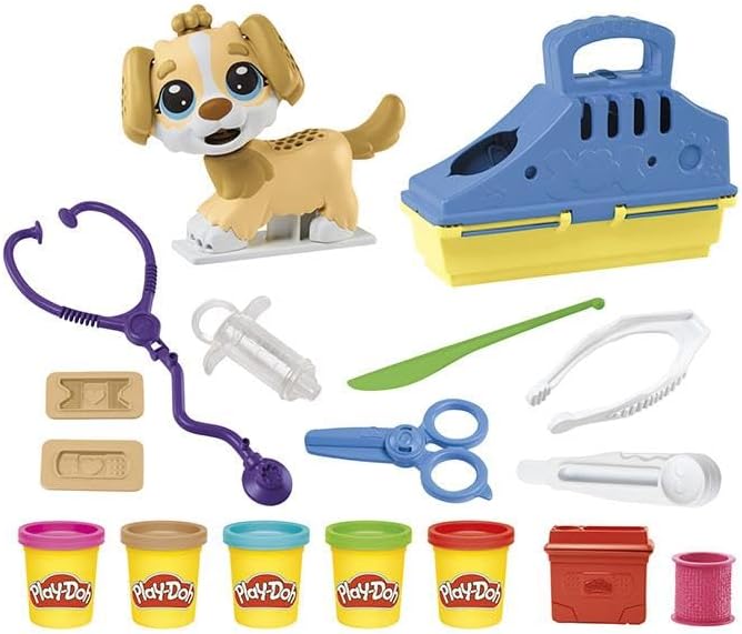 Play-Doh Care 'n Carry Vet Playset for Kids 3 Years and Up with Toy Dog, Storage, 10 Tools, and 5 Modeling Compound Colors, Non-Toxic Nirvana Guru