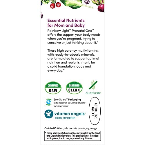 Rainbow Light Prenatal One High Potency Daily Multivitamin with Folate, Ginger and Probiotics; Supports Mom and Baby from Conception to Nursing; Vegan, 150 Tablets,* Pack May Vary Nirvana Guru