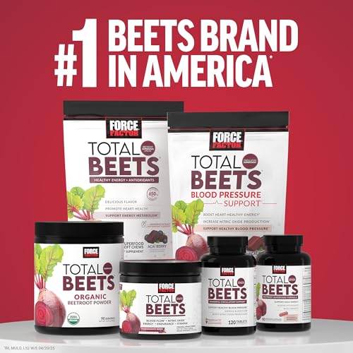 FORCE FACTOR Total Beets Ultimate Heart Health Chews for Blood Pressure Support, with Beetroot Powder, CoQ10, B Vitamins & Grapeseed Extract for Blood Flow & Energy, Black Cherry, 60 Soft Chews Nirvana Guru