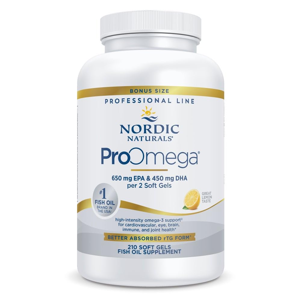 Nordic Naturals ProOmega, Lemon Flavor - 180 Soft Gels - 1280 mg Omega-3 - High-Potency Fish Oil with EPA & DHA - Promotes Brain, Eye, Heart, & Immune Health - Non-GMO - 90 Servings - Nirvana Guru