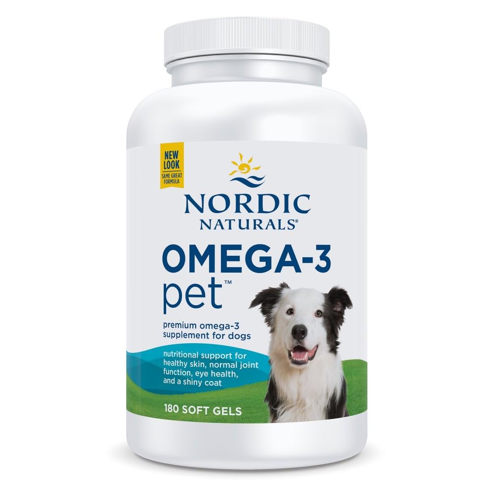 Nordic Naturals Omega-3 Pet, Unflavored - 180 Soft Gels - 330 mg Omega-3 Per Soft Gel - Fish Oil for Dogs with EPA & DHA - Promotes Heart, Skin, Coat, & Immune Health - Nirvana Guru