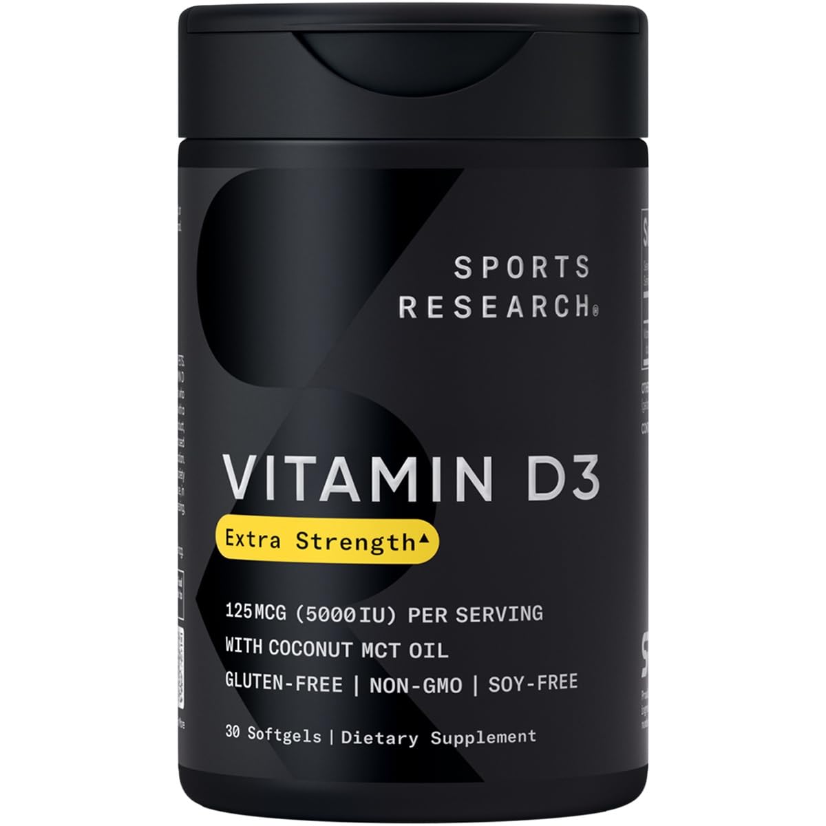 Sports Research Vitamin D3 5000iu (125mcg) with Coconut Oil ~ High Potency Vitamin D for Immune & Bone Support ~ Non-GMO Verified, Gluten & Soy Free (360 Mini-Liquid Softgels) - Nirvana Guru