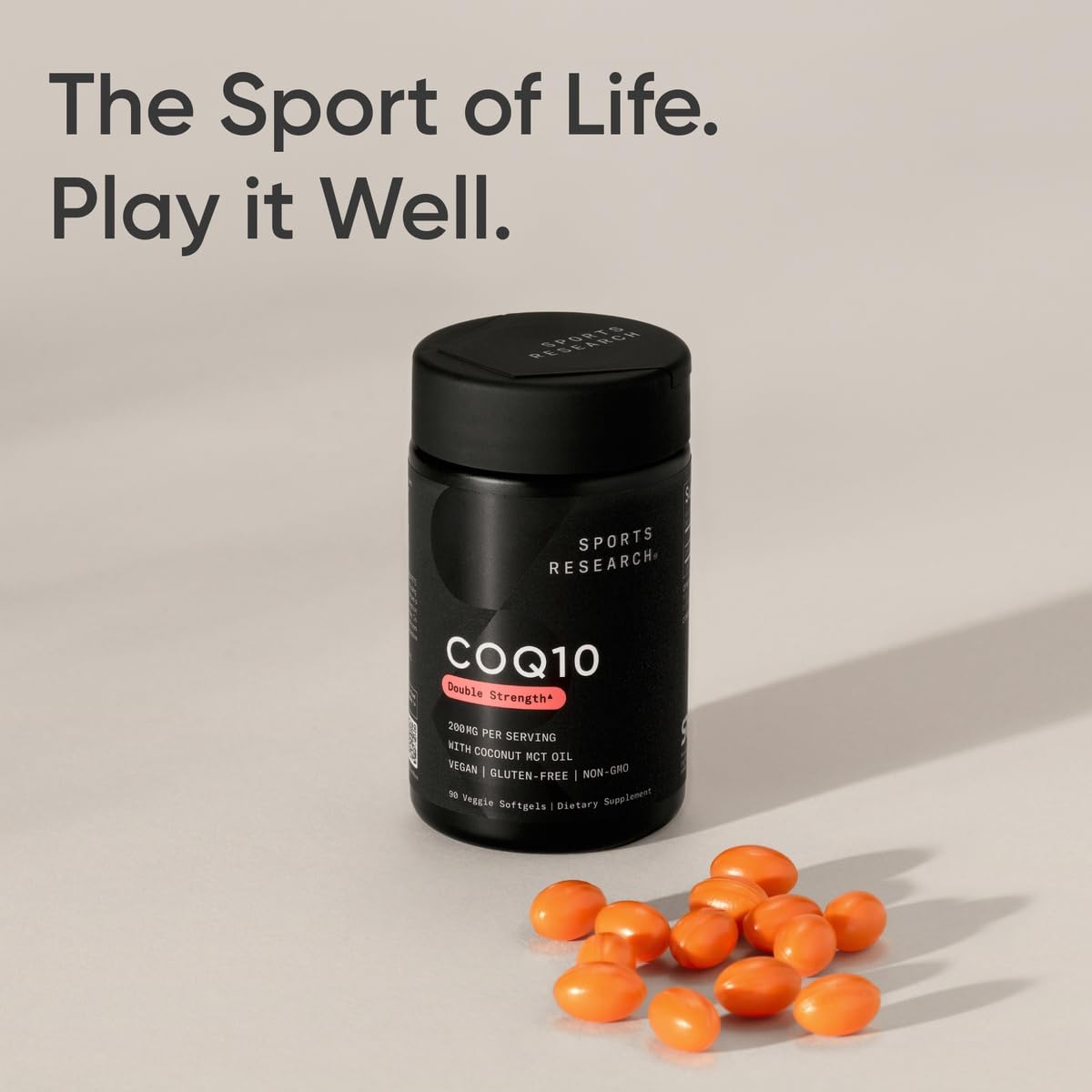 Sports Research CoQ10 200mg Capsules - Premium Coenzyme 10 Supplement with Coconut MCT Oil - Vegan Certified, Non-GMO Verified & Gluten Free - 90 Veggie Softgels - Nirvana Guru