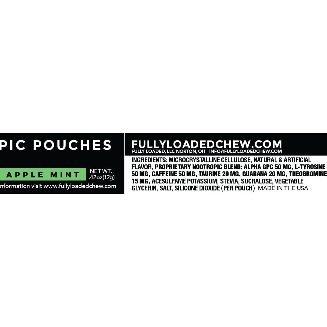 Fully Loaded Alpha Fuel Nootropic Pouches (Wintergreen Fuel) - Nootropic Energy Pouches with Caffeine, Alpha GPC, Tyrosine, Taurine, Guarana and More
