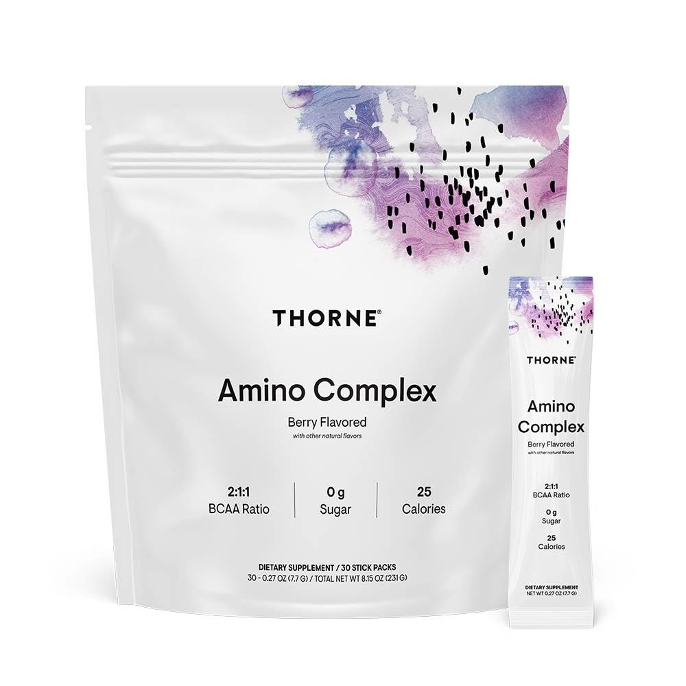 THORNE - Amino Complex - Clinically-Validated EAA and BCAA Powder for Pre or Post-Workout - Promotes Lean Muscle Mass & Energy Production* - NSF Certified for Sport - 30 Servings - 8.1 Oz - Lemon - Nirvana Guru